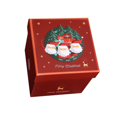 طراز عيد الميلاد الفاخر المخصص تحفّز هدية صديقة للبيئة الورق المقوى الغطاء العلوي الأحمر علبة هدية عيد الميلاد