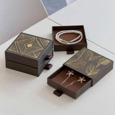 شعار مخصص صديق للبيئة مطبوع صلب جامد إعادة تدوير نمط ورق تغليف علبة درج من الورق المقوى منزلقة للمجوهرات