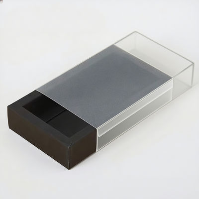 صناديق التعبئة والتغليف الراقية المخصصة صندوق الدرج من ورق الكرافت مع نافذة بي تي واضحة