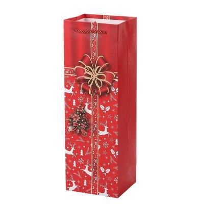 أكياس ورقية مخصصة مطبوعة بشعارك الخاص أكياس هدايا ورقية لعيد الميلاد لتغليف النبيذ