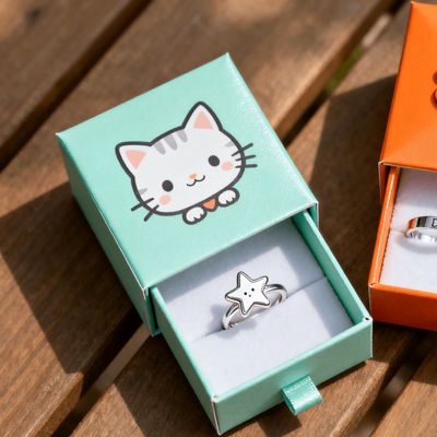 صناديق خواتم فاخرة مخصصة بشعار عتيق، لوح عاجي مع بطانة إسفنجية مخملية، ختم، ورنيش، طلاء بالأشعة فوق البنفسجية، طباعة، معالجة