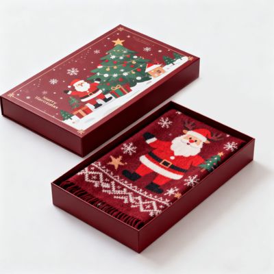 صناديق هدايا عيد الميلاد الفاخرة المخصصة من الكرتون الصلب غير اللامع لتغليف الوشاح، الفستان، الملابس الداخلية، القميص، مواد معقمة معاد تدويرها