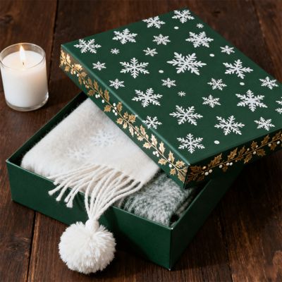 صناديق هدايا عيد الميلاد الفاخرة المخصصة من الكرتون الصلب غير اللامع لتغليف الوشاح، الفستان، الملابس الداخلية، القميص، مواد معقمة معاد تدويرها