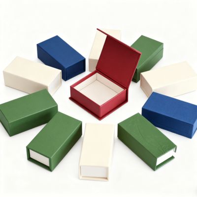 صندوق بخور مستطيل بلون موحد فاخر، تغليف ورقي كرافت مخصص للهدايا، صناديق صلبة، بطانة إسفنجية، ختم