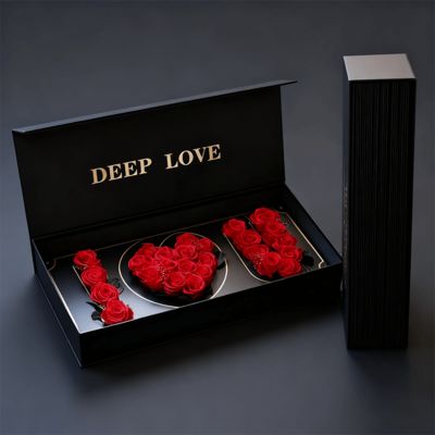 Custom Popular I LOVE U Floral Gift Boxes Eco Friendly Recycled Magnetic Paper Box Packaging For Rose Flower Gift Box