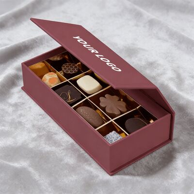 علبة هدايا مغلقة مغناطيسية صلبة من الورق المقوى مع شعار للتغليف للعلامات التجارية للشوكولاته