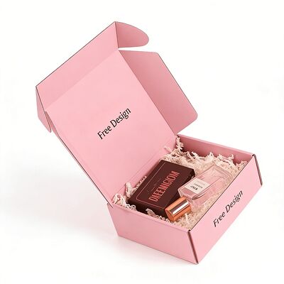 صناديق تغليف من الورق المقوى الوردي المطبوعة والمخصصة للبيع بالجملة، صندوق بريد شحن