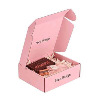 صناديق تغليف من الورق المقوى الوردي المطبوعة والمخصصة للبيع بالجملة، صندوق بريد شحن